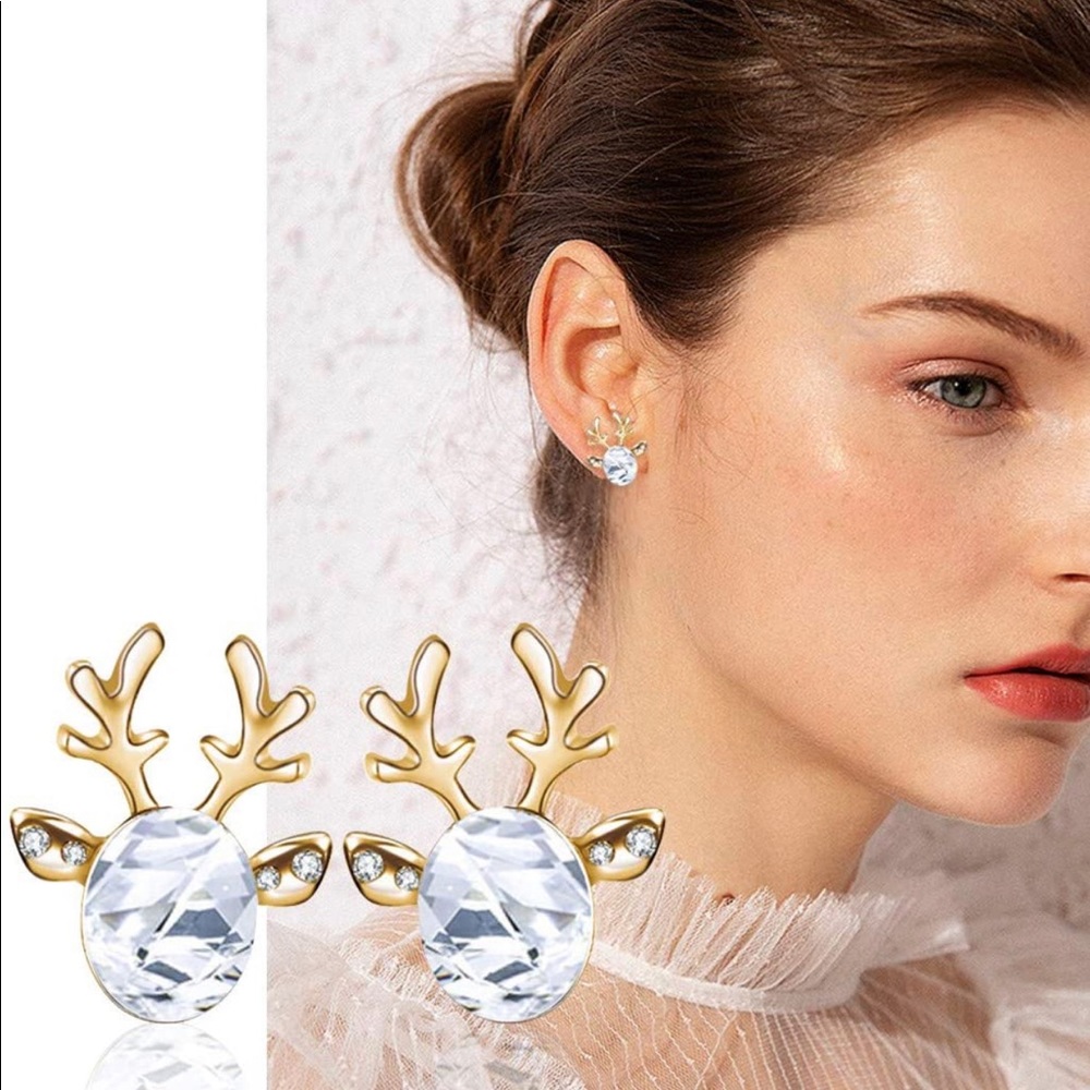 Crystal Reindeer Antler Earrings